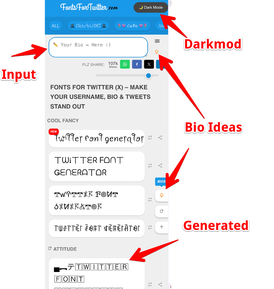 how to use fonts for twitter